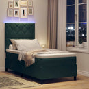 vidaXL LED Box Spring Ágy fejtámlával Sötétzöld 90 x 200 cm Bársony