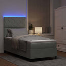 vidaXL LED Box Spring Ágy Világosszürke 100 x 200 cm Bársony