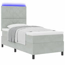 vidaXL LED Box Spring Ágy Világosszürke 100 x 200 cm Bársony