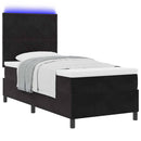 vidaXL LED Box Spring Ágy matracmal Fekete 100 x 200 cm Bársony