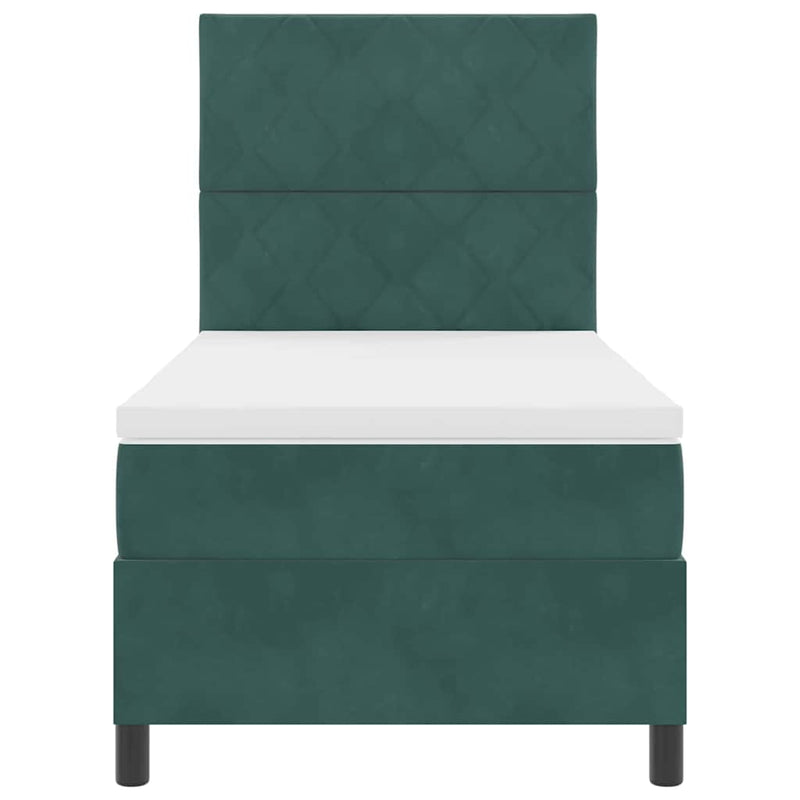 vidaXL Boxrugós ágy matracmal Sötétzöld 100 x 200 cm Bársony