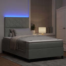 vidaXL LED Box Spring Ágy Világosszürke 120 x 190 cm Bársony