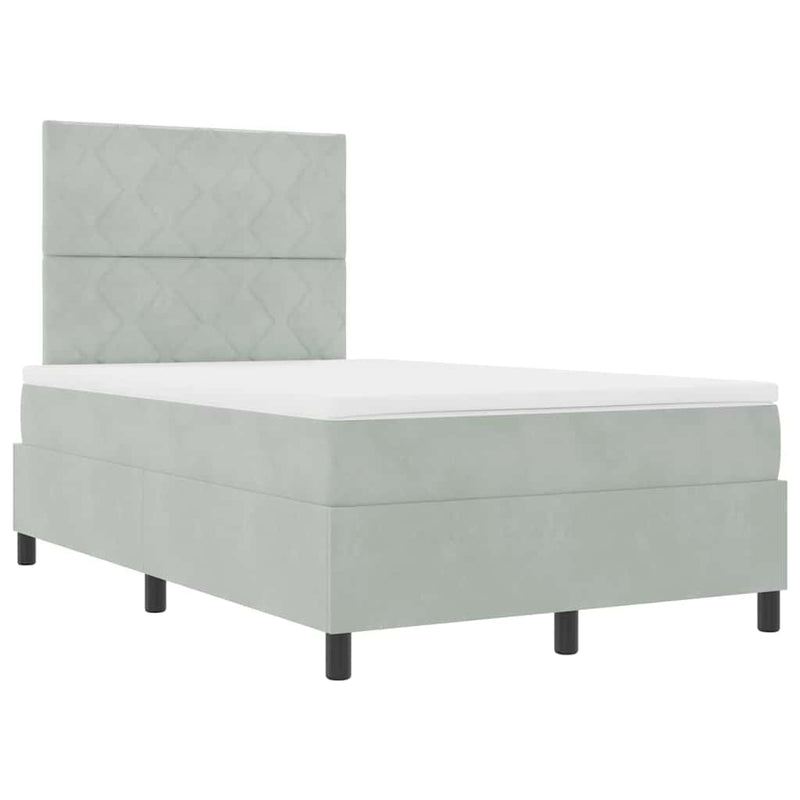vidaXL Boxrugós ágy matracmal Világosszürke 120 x 190 cm Bársony