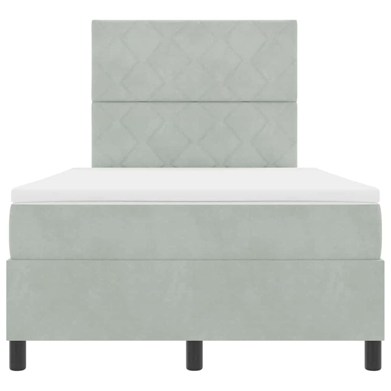 vidaXL Boxrugós ágy matracmal Világosszürke 120 x 190 cm Bársony