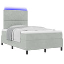 vidaXL LED Box Spring Ágy Világosszürke 120 x 190 cm Bársony