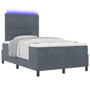 vidaXL LED Box Spring Ágy fejtámlával Sötétszürke 120 x 190 cm Bársony