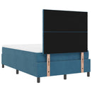 vidaXL LED Box Spring Ágy matracmal Sötét kék 120 x 190 cm Bársony