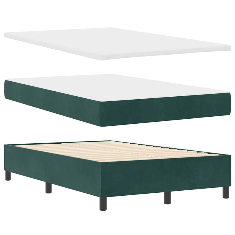 vidaXL Boxrugós ágy matracmal Sötétzöld 120 x 200 cm Bársony