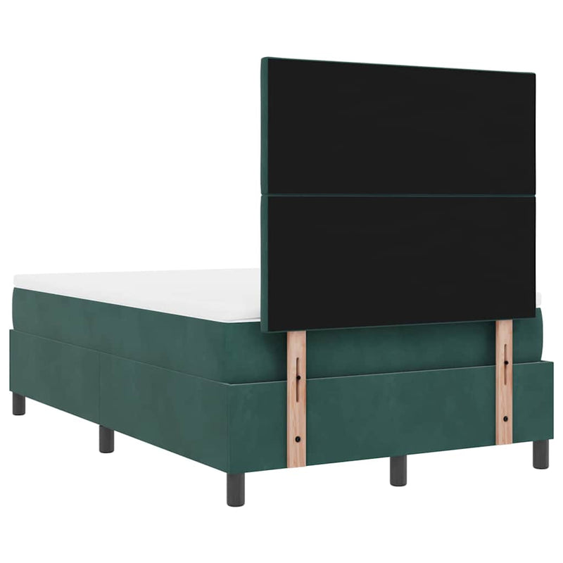 vidaXL Boxrugós ágy matracmal Sötétzöld 120 x 200 cm Bársony