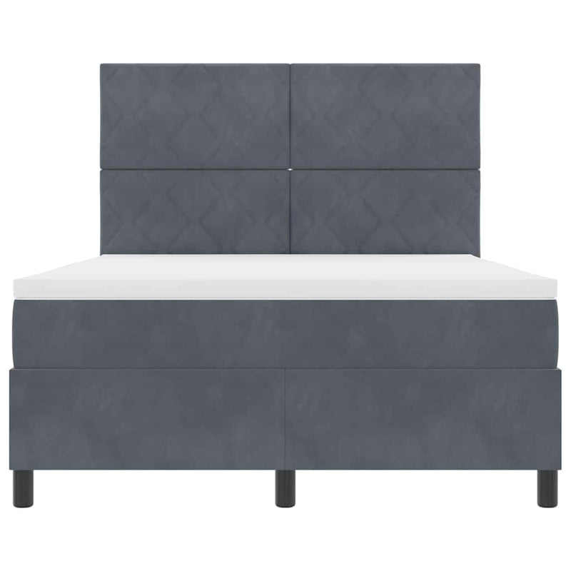 vidaXL Boxrugós ágy matracmal Sötétszürke 140 x 190 cm Bársony