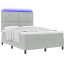vidaXL LED Box Spring Ágy matracmal Világosszürke 140 x 200 cm Bársony