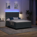 vidaXL LED Box Spring Ágy fejtámlával Sötétszürke 140 x 200 cm Bársony