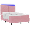 vidaXL LED Box Spring Ágy fejtámlával Rózsaszín 160 x 200 cm Bársony