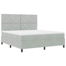 vidaXL LED Box Spring Ágy Világosszürke 180 x 200 cm Bársony