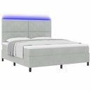 vidaXL LED Box Spring Ágy Világosszürke 180 x 200 cm Bársony