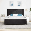 vidaXL LED Box Spring Ágy fejtámlával Fekete 180 x 200 cm Bársony