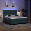 vidaXL LED Box Spring Ágy fejtámlával Sötétzöld 180 x 200 cm Bársony
