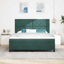 vidaXL LED Box Spring Ágy fejtámlával Sötétzöld 180 x 200 cm Bársony