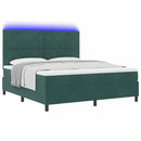 vidaXL LED Box Spring Ágy fejtámlával Sötétzöld 180 x 200 cm Bársony