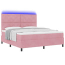 vidaXL LED Box Spring Ágy fejtámlával Rózsaszín 180 x 200 cm Bársony