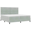 vidaXL LED Box Spring Ágy Világosszürke 200 x 200 cm Bársony