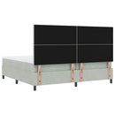 vidaXL LED Box Spring Ágy Világosszürke 200 x 200 cm Bársony