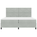 vidaXL LED Box Spring Ágy Világosszürke 200 x 200 cm Bársony
