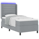 vidaXL LED Box Spring Ágy matracmal Világosszürke 80 x 200 cm szövet