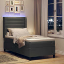vidaXL LED Box Spring Ágy matracmal Sötétszürke 90 x 190 cm szövet