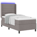 vidaXL LED Box Spring Ágy fejtámlával Tópszínű 90 x 190 cm szövet