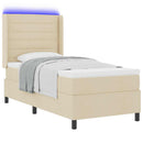 vidaXL LED Box Spring Ágy matracmal Krém 100 x 200 cm szövet