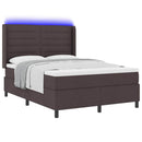 vidaXL LED Box Spring Ágy matracmal Sötét Barna 140 x 200 cm szövet