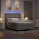 vidaXL LED Box Spring Ágy fejtámlával Tópszínű 140 x 200 cm szövet