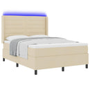 vidaXL LED Box Spring Ágy matracmal Krém 140 x 200 cm szövet