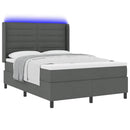 vidaXL LED Box Spring Ágy matracmal Sötétszürke 160 x 200 cm szövet