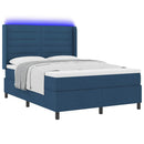 vidaXL LED Box Spring Ágy matracmal Kék 160 x 200 cm szövet