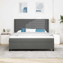 vidaXL LED Box Spring Ágy matracmal Sötétszürke 180 x 200 cm szövet