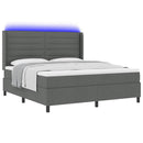 vidaXL LED Box Spring Ágy matracmal Sötétszürke 180 x 200 cm szövet