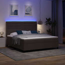 vidaXL LED Box Spring Ágy fejtámlával Sötét Barna 180 x 200 cm szövet