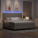 vidaXL LED Box Spring Ágy fejtámlával Tópszínű 180 x 200 cm szövet