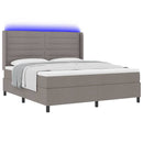 vidaXL LED Box Spring Ágy fejtámlával Tópszínű 180 x 200 cm szövet