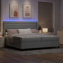 vidaXL LED Box Spring Ágy matracmal Világosszürke 200 x 200 cm szövet
