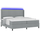 vidaXL LED Box Spring Ágy matracmal Világosszürke 200 x 200 cm szövet