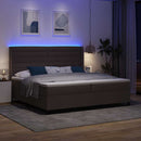 vidaXL LED Box Spring Ágy matracmal Sötét Barna 200 x 200 cm szövet