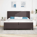 vidaXL LED Box Spring Ágy matracmal Sötét Barna 200 x 200 cm szövet