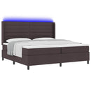 vidaXL LED Box Spring Ágy matracmal Sötét Barna 200 x 200 cm szövet
