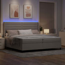 vidaXL LED Box Spring Ágy fejtámlával Tópszínű 200 x 200 cm szövet
