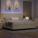 vidaXL LED Box Spring Ágy matracmal Krém 200 x 200 cm szövet