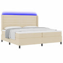 vidaXL LED Box Spring Ágy matracmal Krém 200 x 200 cm szövet