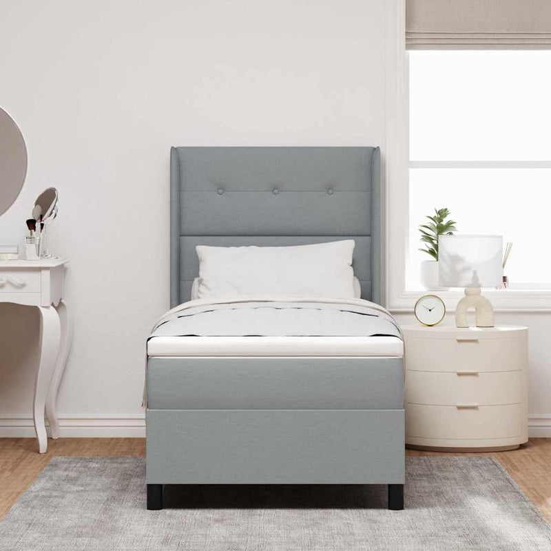 vidaXL Boxrugós ágy matracmal Világosszürke 80 x 200 cm szövet